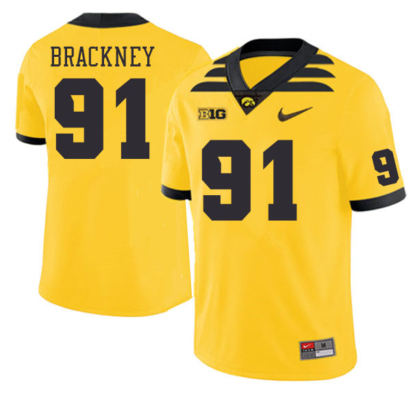Men #91 Chase Brackney Iowa Hawkeyes College Football Jerseys Stitched Sale-Gold